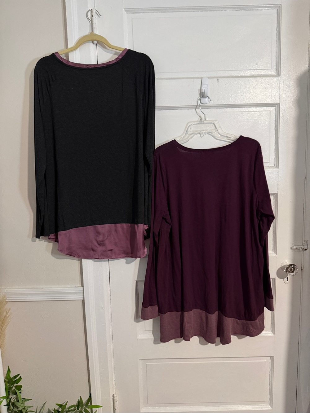LOGO Lori Goldstein Long Sleeve Tunic Top Bundle Plum Purple & Gray Flowy XL - Picture 3 of 17